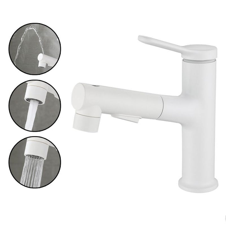 Lisslune | Modern Extendable Sink Faucet Bathroom Faucet Brass 1 Handle Sink Faucet with Water Hose