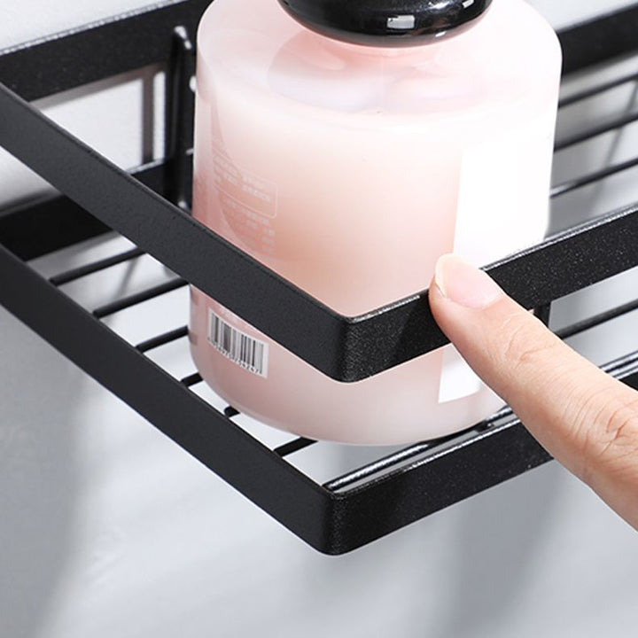 Lisslune | 2-piece bathroom shelf made of matte black metal bathroom hardware set