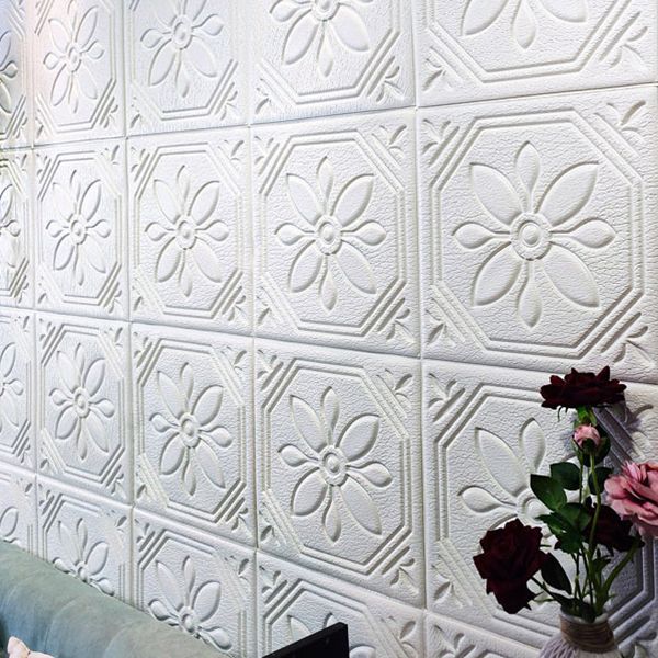 Lisslune | Modern Wall Panel Floral 3D Print Peel and Stick Waterproof Wall Panels