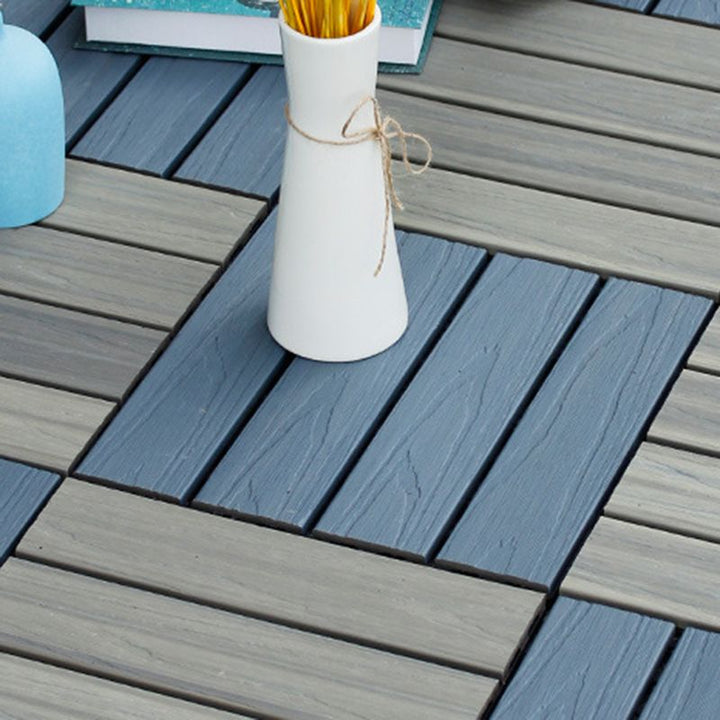 Lisslune | 12" X 12" 4-Slat Square PVC Floor Tiles With Interlocking Installation Floor Plates Tiles