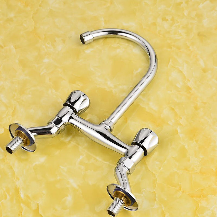Lisslune | Contemporary Widespread Sink Faucet Knob Handle Goose Neck Arc Solid Brass Faucet