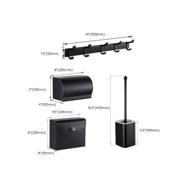 Lisslune | Modern Bathroom Hardware Set Matte Black Metal Bathroom Accessories Set Rustproof