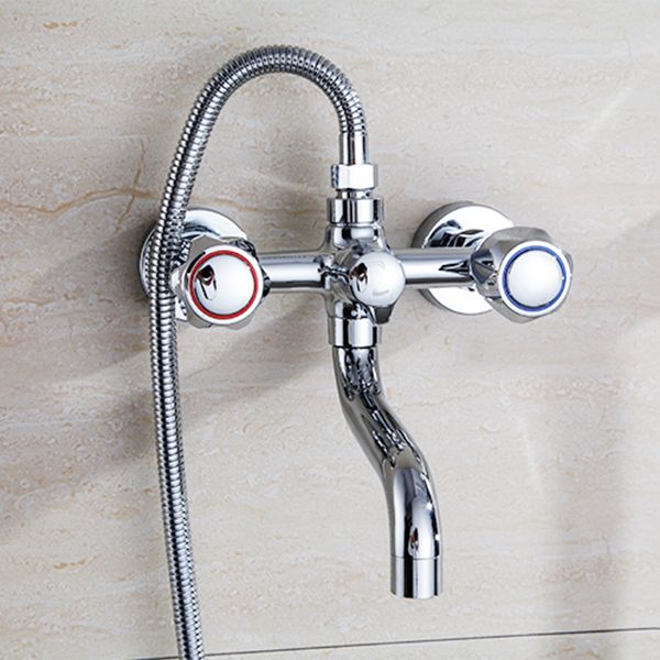 Lisslune | Chrome Bathroom Faucet Trim Wall-mounted Swing Faucet with Hand Shower
