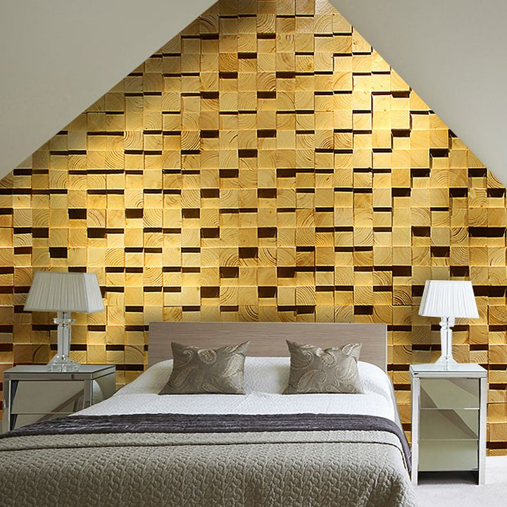 Lisslune | Wood Mosaic Cladding Shiplap Glue Contemporary Interior Wall Cladding