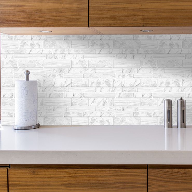 Lisslune | Square Peel & Stick Tile Stone Composite Subway Tile for Backsplash Wall