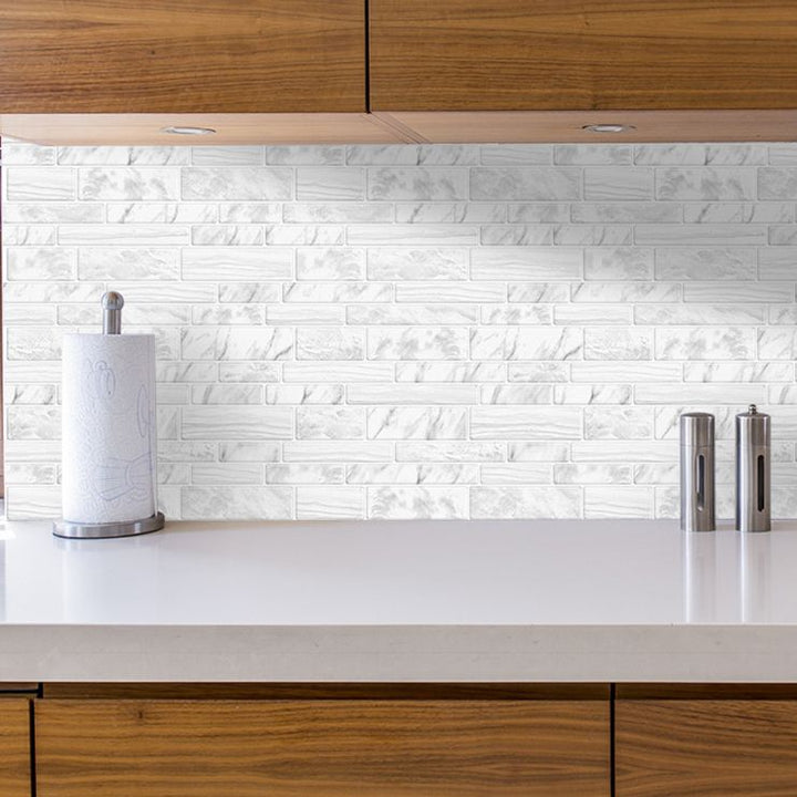 Lisslune | Square Peel & Stick Tile Stone Composite Subway Tile for Backsplash Wall