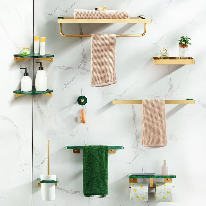 Lisslune | Brass Bathroom Accessory Set Marble Bathroom Accessory Set for Home