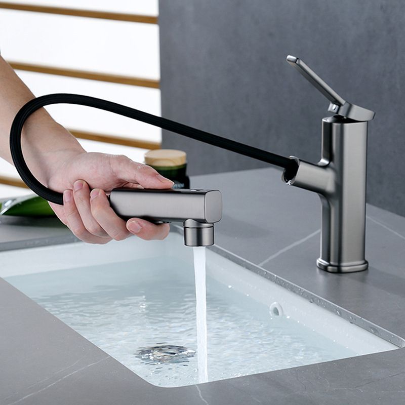 Lisslune | Modern Bathroom Sink Faucet with Brass Lever Handles and Swivel Spout