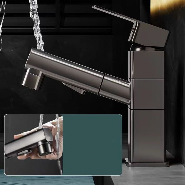 Lisslune | Bathroom Vessel Faucet Swivel Spout Single Handle Faucet with Pull-Out Spray Head