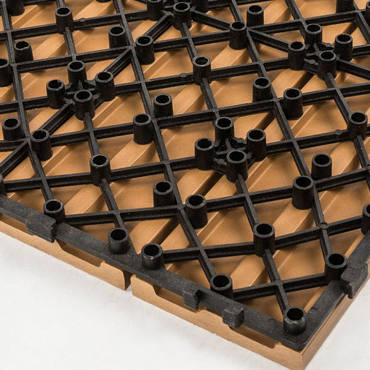 Lisslune | 12" X 12" 4-Slat Square PVC Floor Tiles With Interlocking Installation Floor Plates Tiles