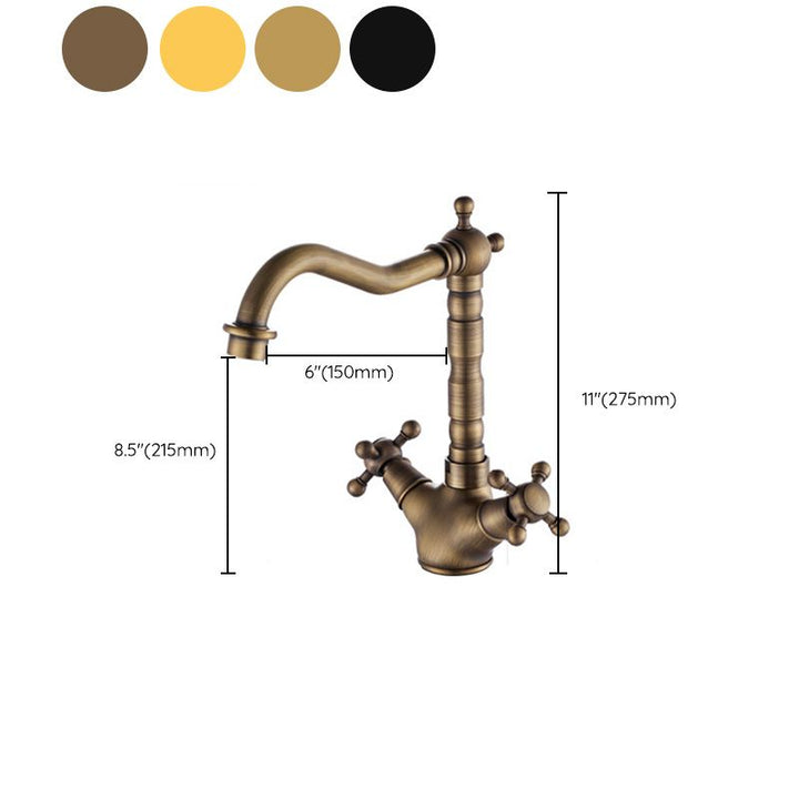 Lisslune | Deck Mounted Copper Roman Tub Faucet Double Handles Roman Tub Faucet Set