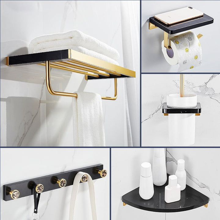 Lisslune | Metal and Marble Bathroom Minimalist Accessory as a Single Item or in a Set in Gold