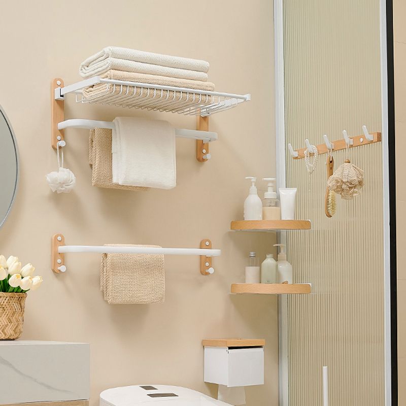 Lisslune | Aluminium and Wood Bath Accessories Set White Bathroom Accessories Kit