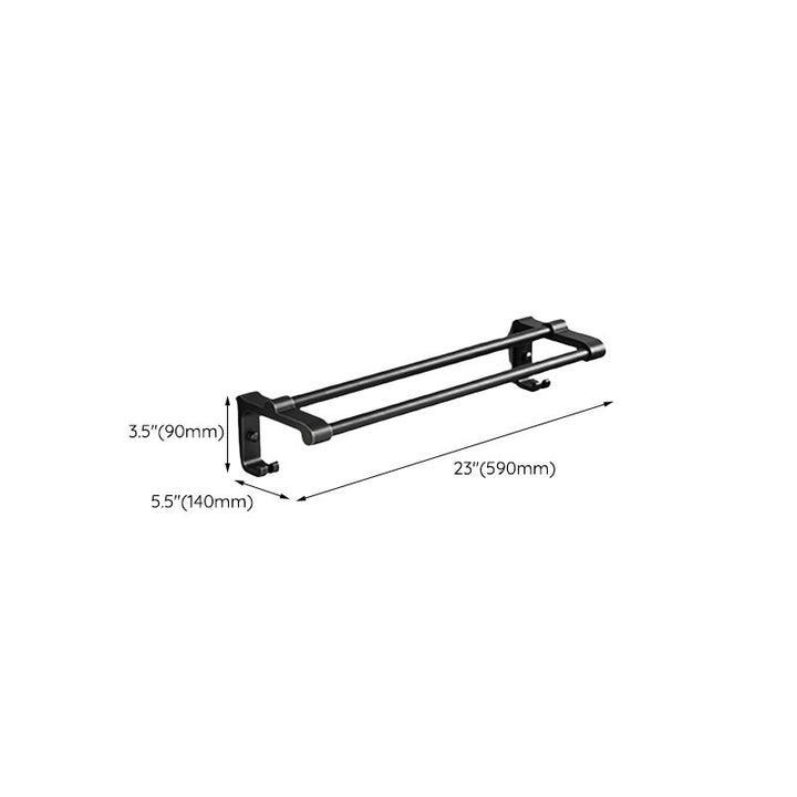 Lisslune | Contemporary bathroom accessory set with black surface and bath shelf/towel bar