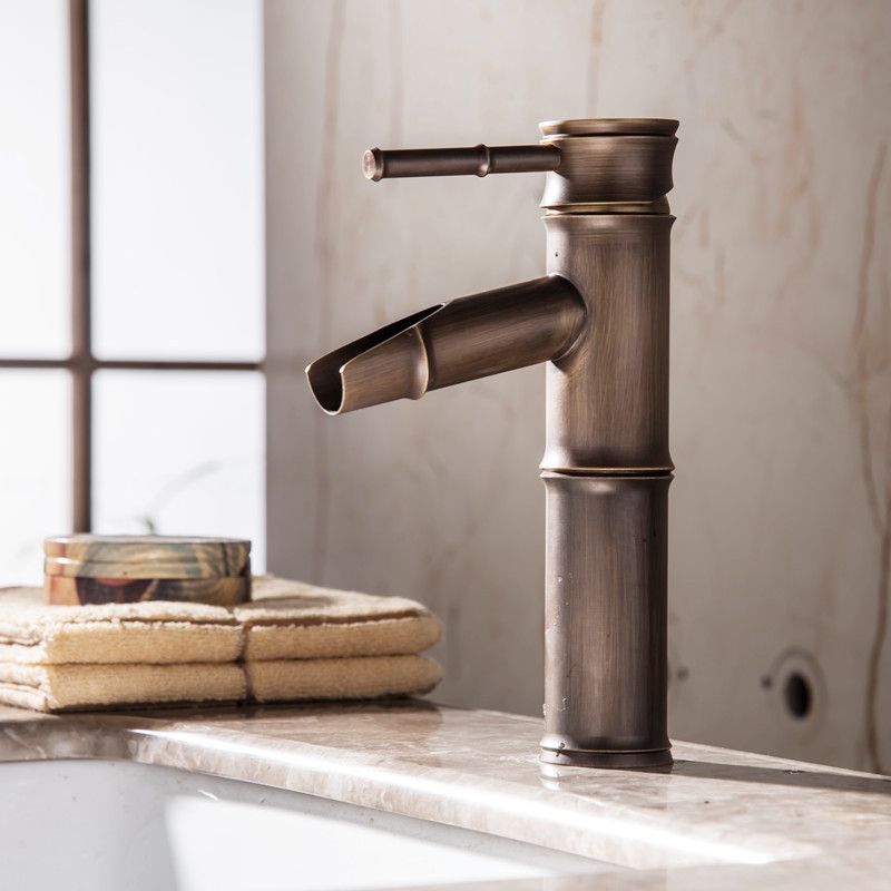 Lisslune | Farmhouse-style vessel sink bathroom faucet round brass faucet