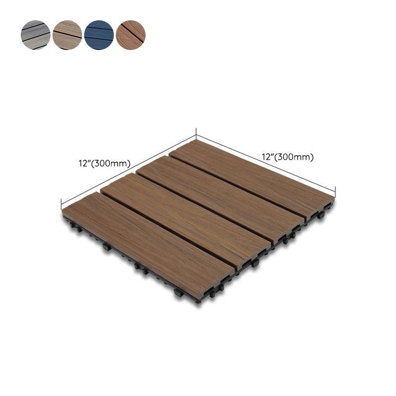 Lisslune | 12" X 12" 4-Slat Square PVC Floor Tiles Snap-Fit Installation Floor Tiles