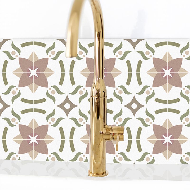 Lisslune | Beige Tone Peel & Stick Tile Square Pattern Print Single Tile