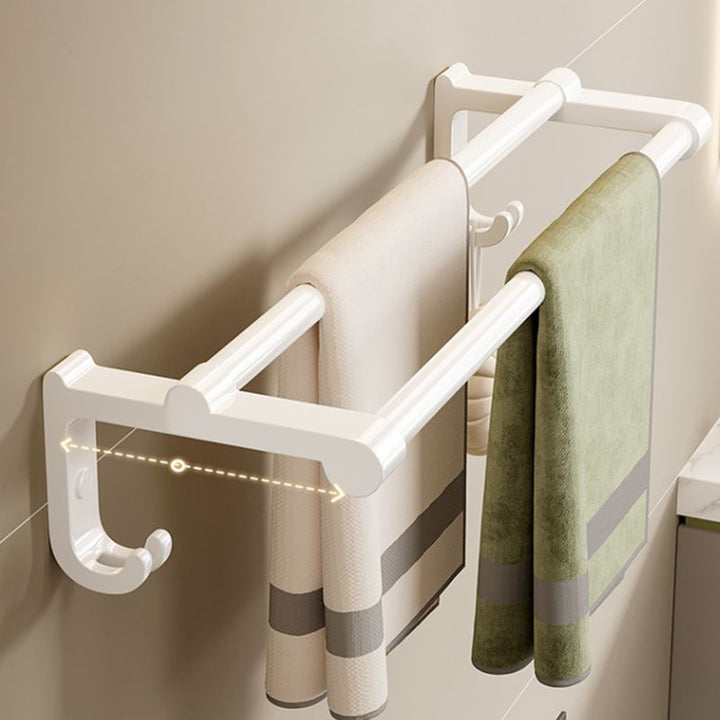 Lisslune | Contemporary bathroom accessory set made of matte stainless steel-aluminum with bathrobe hook/bath shelf