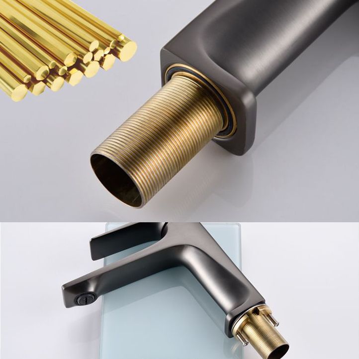 Lisslune | Modern Vessel Sink Faucet Copper Lever Handle Low Arc Vessel Faucet for the Bathroom
