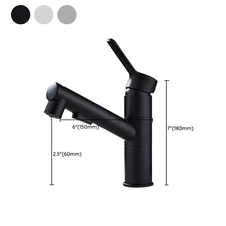 Lisslune | Bathroom faucet with pull-out lever handle single-hole sink faucet