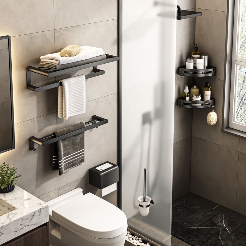 Lisslune | Modern Bathroom Accessory Set Black Towel Bar Bathroom Shelf Bathroom Accessory Set