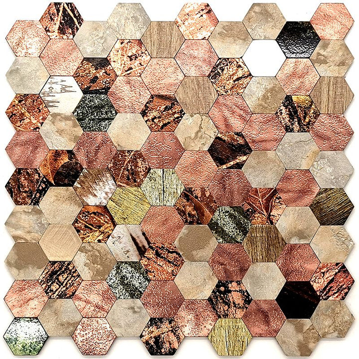 Lisslune | Water-repellent Peel & Stick Tile Hexagonal Mosaic for Splash Wall