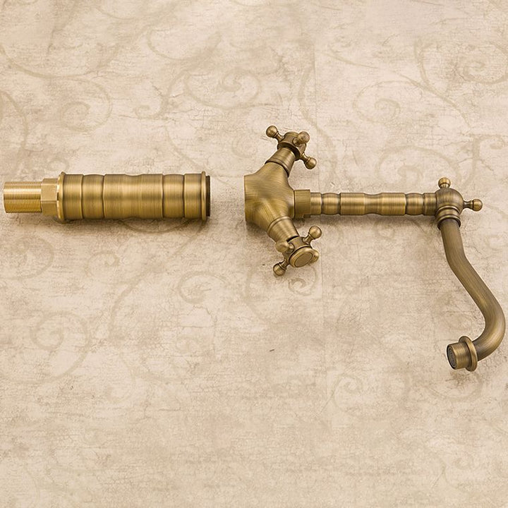 Lisslune | Industrial Widespread Bathroom Faucet Cross Handle Medium Sink Faucet