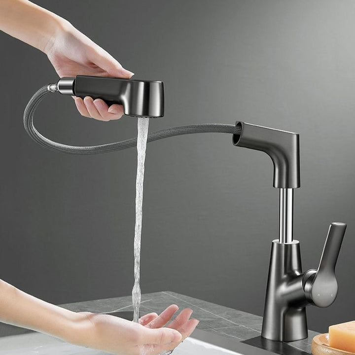 Lisslune | Modern Solid Color Faucet Metal Center Connection Sink Faucet for Bathroom