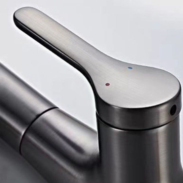 Lisslune | Modern Sink Faucet Lever Handle Copper Low Arc Pull-down Sink Faucet