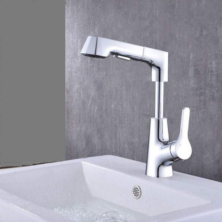 Lisslune | Modern Vessel Sink Faucet Copper Single Handle Pull Down Low Arc Vessel Faucet