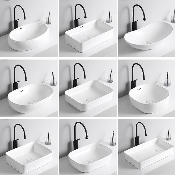 Lisslune | Modern Vessel Sink Porcelain Rectangular Vessel Sink (Not Included Faucet)