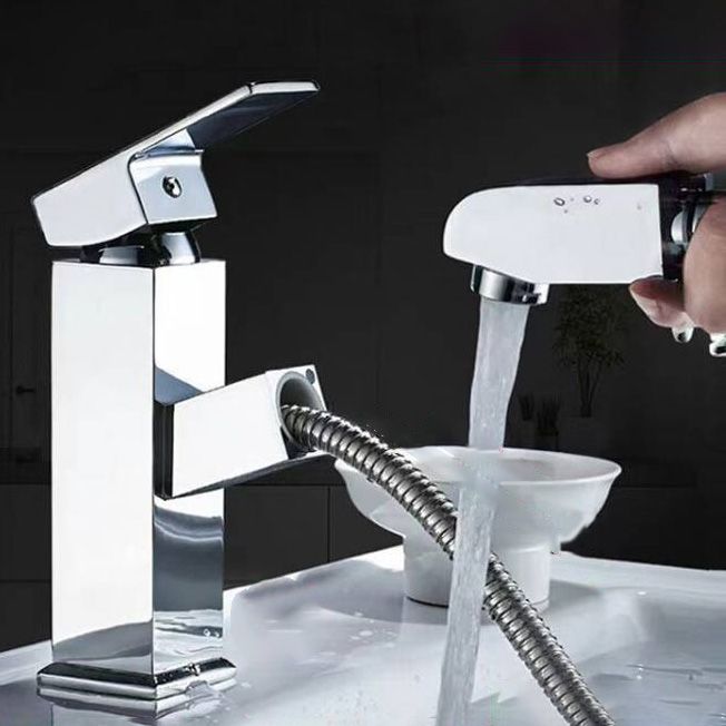 Lisslune | Contemporary Bath Faucet Brass Lever Handle Pull-Out Sink Faucet