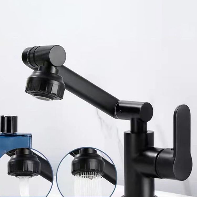 Lisslune | Modern sink faucet stainless steel lever handles swivel spout sink faucet