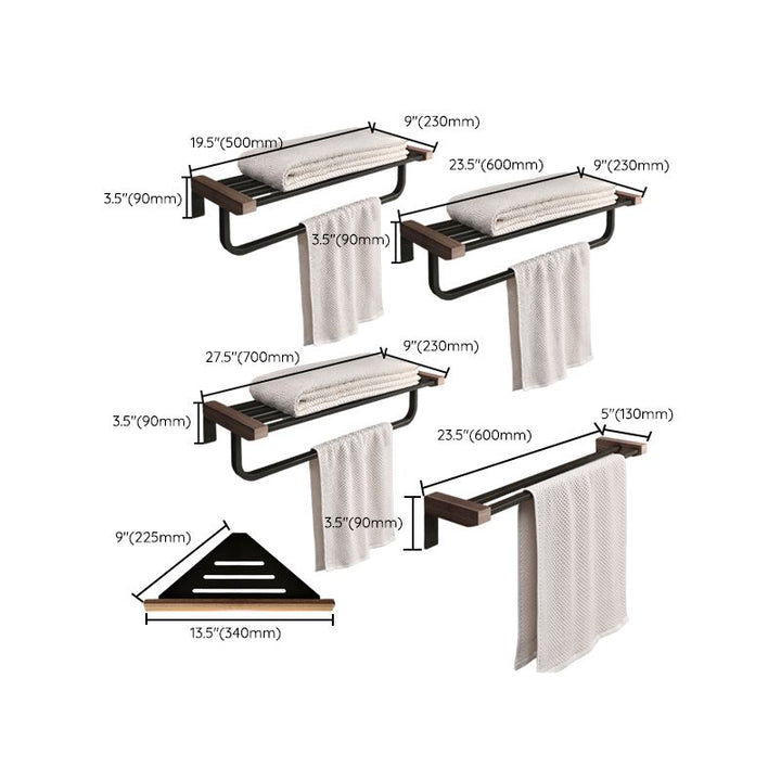Lisslune | 7-piece bathroom accessory set metal bath set with wood accents
