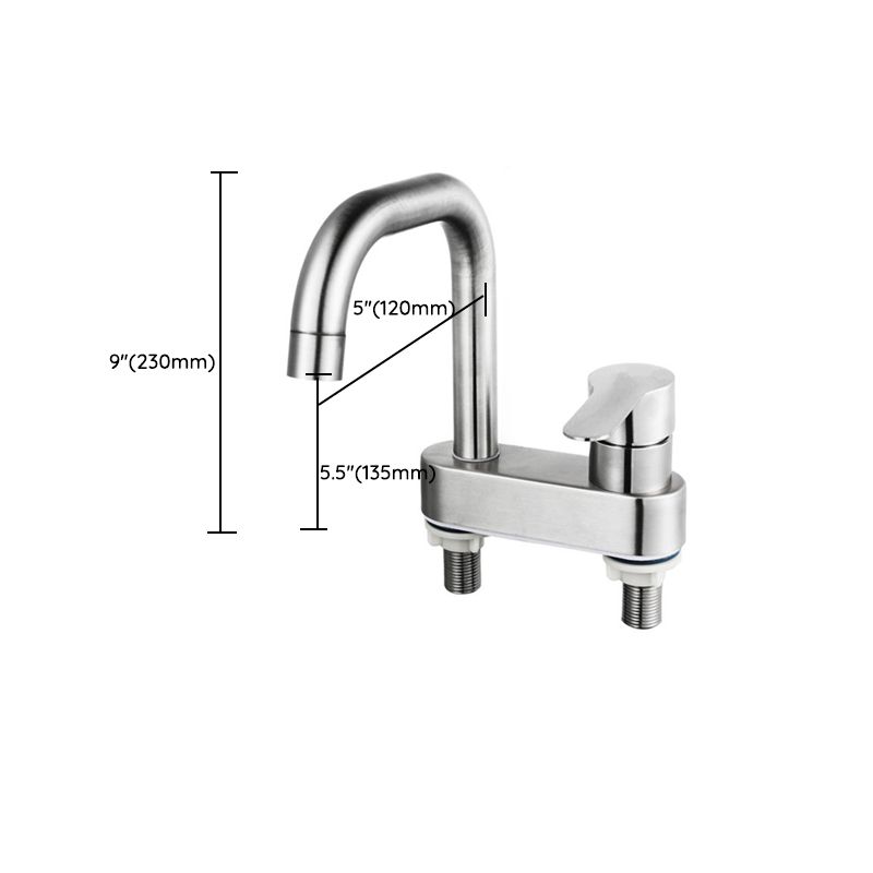 Lisslune | 304 stainless steel center faucet bathroom single handle hot and cold sink faucet
