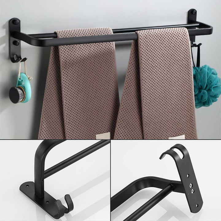 Lisslune | Contemporary Bathroom Accessory Set Black Surface Bathrobe Hook/Towel Ring Bar