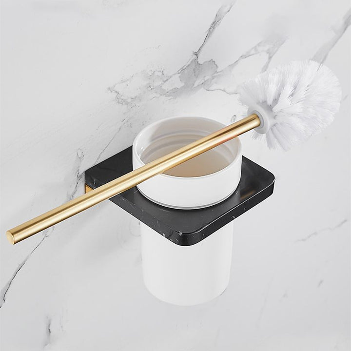 Lisslune | Metal and Marble Bathroom Minimalist Accessory as a Single Item or in a Set in Gold