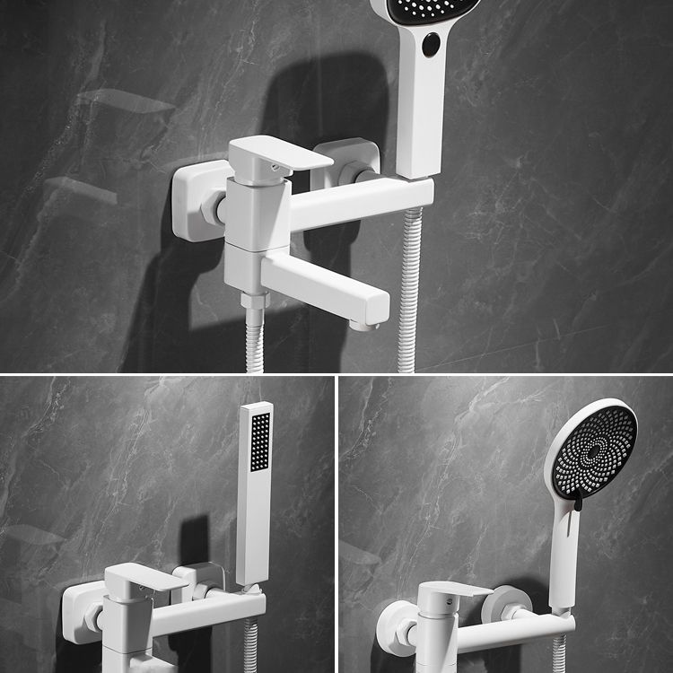 Lisslune | White Bath Water Faucet Trim Single Lever Handle Swivel Spout Wall Mounted Hand Shower Bathtub Filler