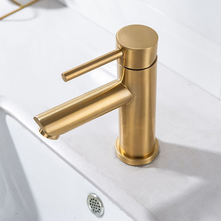 Lisslune | 1-Handle Gold Nickel Wide-Running Faucet Single Hole Lever Sink Faucet with Drain