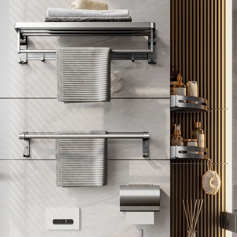 Lisslune | Gray Aluminum Bathroom Accessory Set Contemporary Bath Shelf