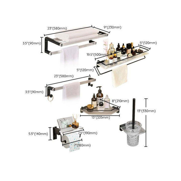 Lisslune | Modern Bathroom Accessories Set Black Towel Bar Bathroom Shelf Bathroom Fittings Set