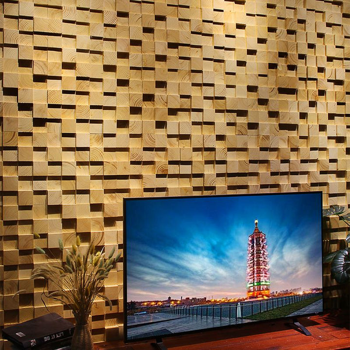 Lisslune | Wood Mosaic Cladding Shiplap Glue Contemporary Interior Wall Cladding