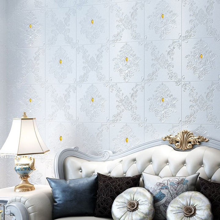 Lisslune | Glam Style Foam Wall Panel Living Room 3D Embossed Waterproof Wall Panel