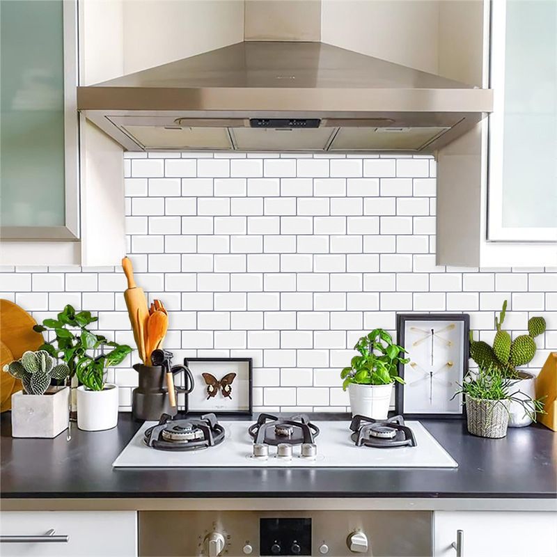 Lisslune | Solid Peel & Stick Subway Tile Scratch Resistant PVC Rectangle Peel and Stick Wall Tile