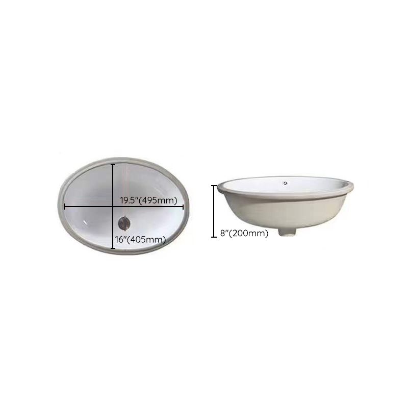 Lisslune | Modern Under-Mount Sink Oval Porcelain with Pop-Up Drain Sink