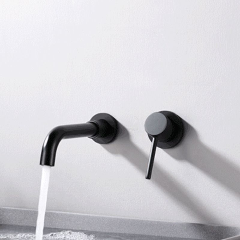 Lisslune | Round Single Lever Bathroom Faucet 2-Hole Wall Mounted Bathroom Faucet with Swivel Spout