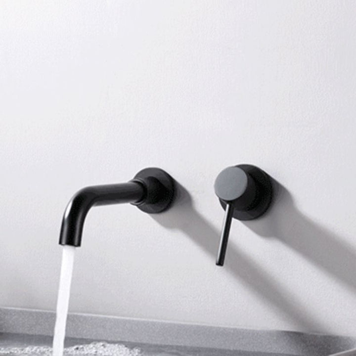 Lisslune | Round Single Lever Bathroom Faucet 2-Hole Wall Mounted Bathroom Faucet with Swivel Spout