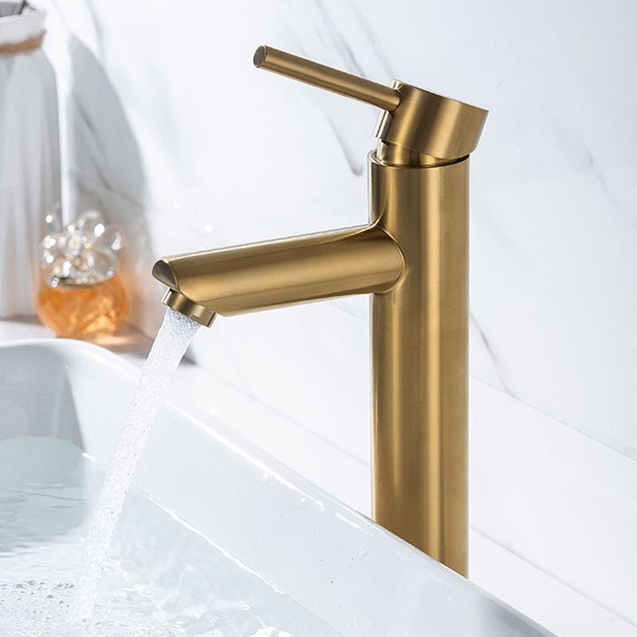 Lisslune | 1-Handle Gold Nickel Widespread Faucet Single Hole Lever Sink Faucet with Drain