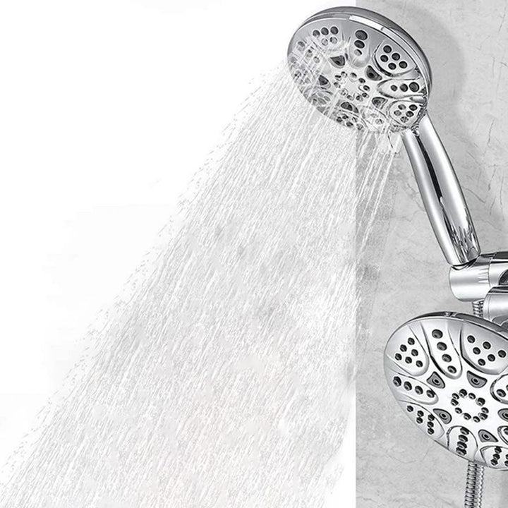 Lisslune | Contemporary Shower Combo Dual Shower Head Chrome Ceiling Mounted Round Shower Head