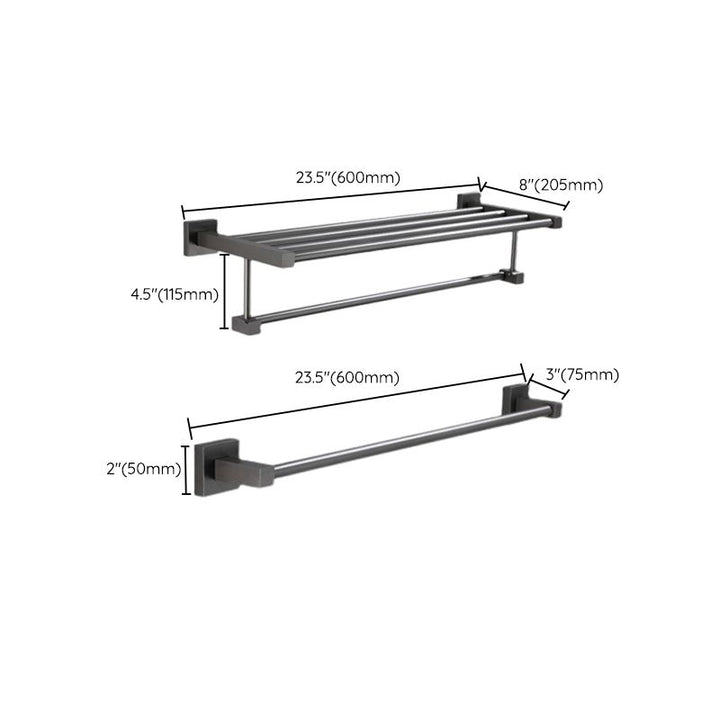 Lisslune | Contemporary bathroom accessories single piece or in a set made of gray metal
